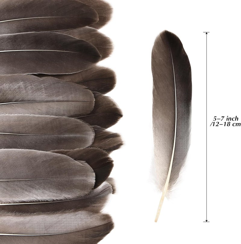 MAOFENG 150pcs 5-7 Inches Natural Goose Feathers Bulk DIY Crafts Feathers for Wedding Party Halloween Clothing Accessories,Natural Gray - Image 2
